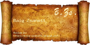 Baig Zsanett névjegykártya